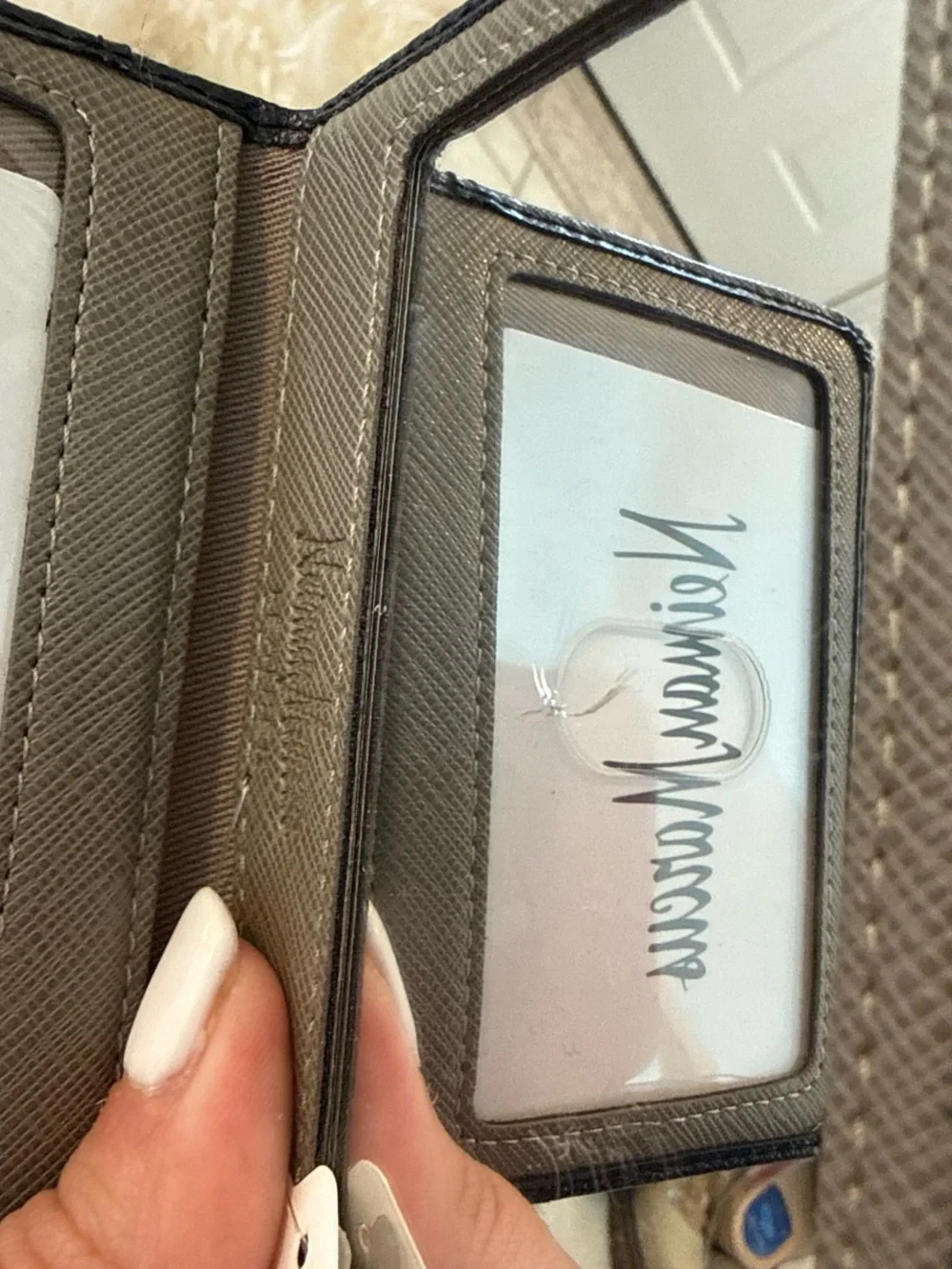 Neiman Marcus Black Leather Card & Key Holder